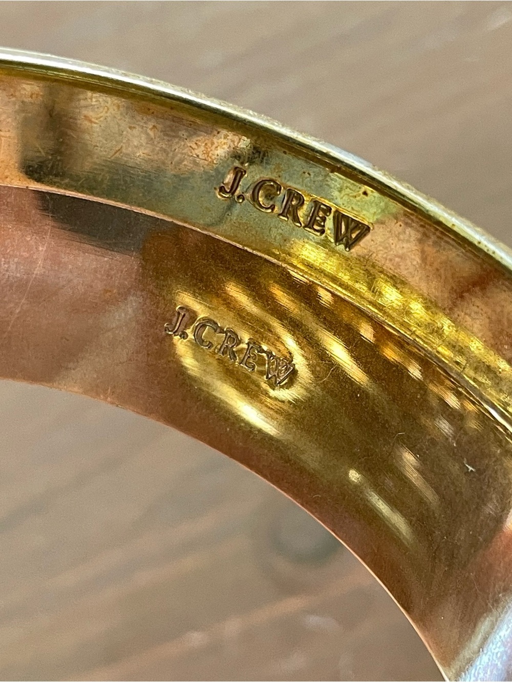 J Crew Gold Tone Bracelet Stack w/ Periwinkle and Blush Pink Enameled Bracelets - Picture 5 of 9